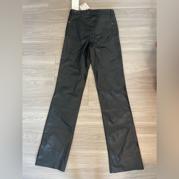 Zara faux leather high waisted black straight leg pants - Picture 2 of 4